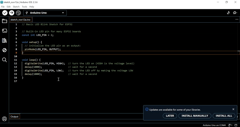 Arduino IDE interface